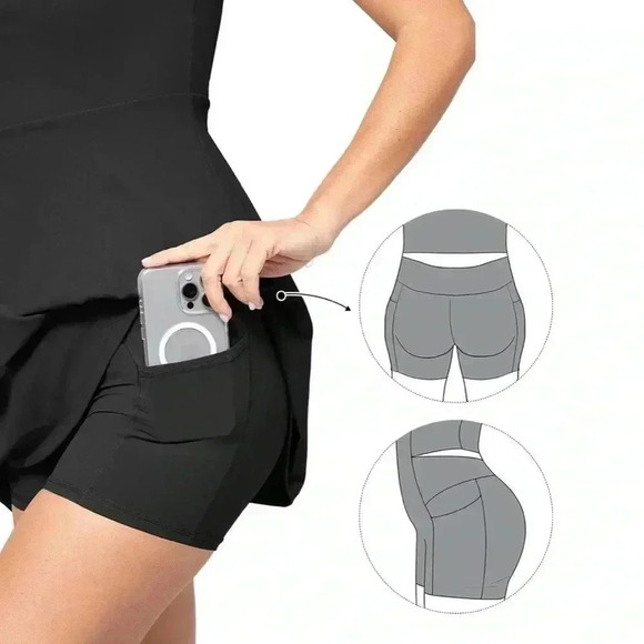 POPILUSH Shapewear Dress Square Neck Workout (pockets on the inner short) - Picture 8 of 9